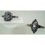 Two vintage silver marcasite rings sizes K and M/N. P&P group 1 (£16 for the first item and £1.50