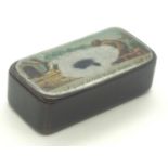 Antique papier mache snuff box 65 x 32 mm. P&P group 1 (£16 for the first item and £1.50 for