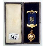 9ct gold antique 1921 RAOB jewel by Fattorini and Sons in original box presented to Brother Joseph