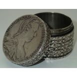Silver screw top pot made from ten Marie Theresa coins 108g. P&P group 1 (£16 for the first item and