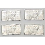 Four 2.5g pure silver Wildlife bars. P&P group 1 (£16 for the first item and £1.50 for subsequent