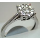 Ladies 9ct gold diamond cluster ring size J. P&P group 1 (£16 for the first item and £1.50 for