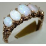 Ladies vintage best quality opal five stone ring size O 3.6g. P&P group 1 (£16 for the first item