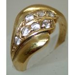 14ct gold ring set with white stones Ring slightly off round size P 4.1g. P&P group 1 (£16 for the