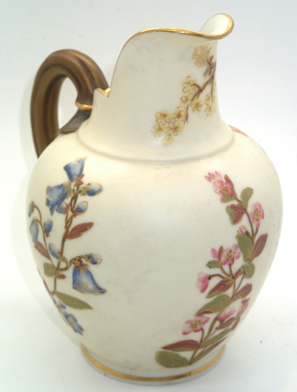 Royal Worcester blush ivory painted jug, pattern 1094, H: 14 cm. P&P group 1 (£16 for the first item