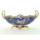 Carlton Ware early Bleu Royale enamelled and gilt open twin handled bowl with Chinoiserie