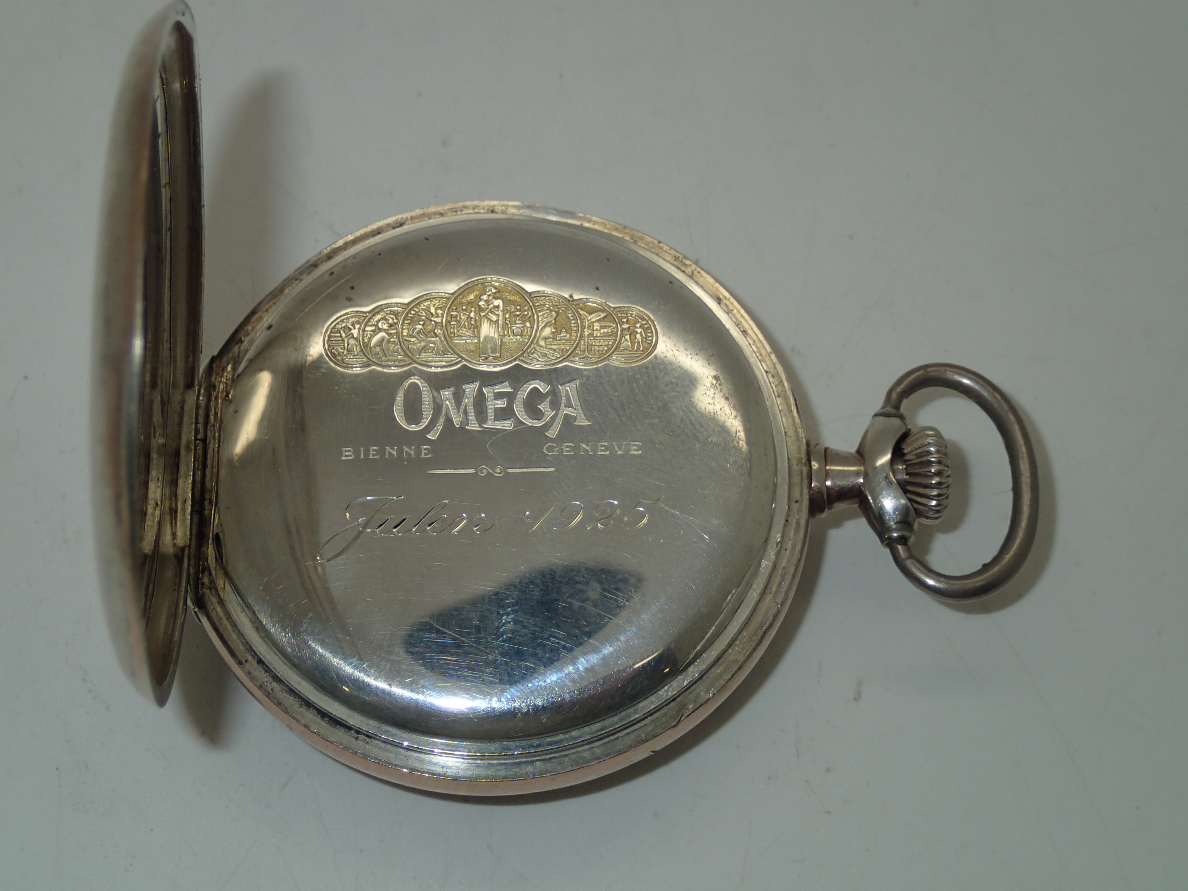 Vintage silver Omega pocket watch 800 grade, dated 1925 by inscription. P&P group 1 (£16 for the - Image 2 of 2