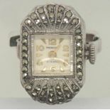 1940s marcasite 17 jewels wristwatch. P&P group 1 (£16 for the first item and £1.50 for subsequent