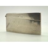 Hallmarked silver curved card case engraved for Dr Johnson 1939, maker WRC London assay 39g, W: 81