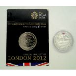 HMS Ark Royal silver proof £5 coin and London Countdown £5 coin. P&P group 1 (£16 for the first item