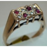 9ct gold, ruby and diamond ring size R 2.9g. P&P group 1 (£16 for the first item and £1.50 for
