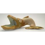 Royal Worcester rare model fish-form spoon rest, in relief with scales, model no. 2484, L: 13 cm.