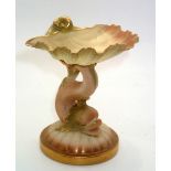 Royal Worcester dolphin and shell form table salt, model number G49 c1910, H: 11 cm. P&P group 1 (£