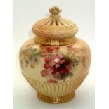 Royal Worcester blush ivory potpourris pot with internal and external covers. P&P group 2 (£20 for