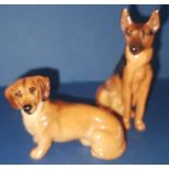 Two Royal Doulton Dogs to include: Alsatian - No. K13 in gloss - 3" Dachshund - No. K17 in gloss -