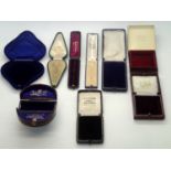 Nine antique and vintage jewellery boxes, including a bi-fold bangle box. P&P group 1 (£16 for the