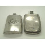 Silver plated hip flask and a Falklands Islands pewter flask. P&P group 1 (£16 for the first item