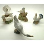 Nao goose and three similar ceramic birds. P&P group 1 (£16 for the first item and £1.50 for