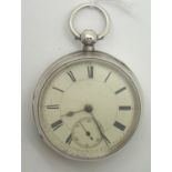 Hallmarked silver cased open face key wind pocket watch with secondary seconds dial. Assay