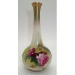 Royal Worcester rose decorated and glazed covered vase, model no. 2491, H: 14 cm. P&P group 1 (£16