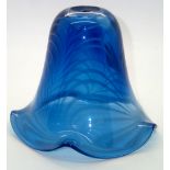 Adrian Sankey signed fluted blue glass lamp shade, H: 12 cm. P&P group 1 (£16 for the first item and