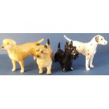Four Beswick Dogs to include: Scottish Terrier - Black - No. 3382 in gloss - 3". Labrador (
