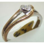 Ladies 9ct gold fancy diamond solitaire ring size P. P&P group 1 (£16 for the first item and £1.50