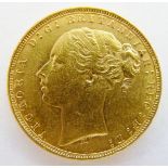 Queen Victoria 1880 full sovereign, Melbourne Mint. P&P group 1 (£16 for the first item and £1.50