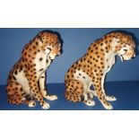 Pair of Italian Ceramic Cheetahs - approximately H: 15 cm. P&P group 2 (£20 for the first item