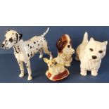 Four Beswick Dogs to include : Dalmatian 'Arnoldene' - No. 961 in gloss - 5.75". Chihuahua on