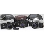 Praktica MTL5 film camera with Carl Zeiss Jena DDR Tessar f2.8 50mm lens, in Praktica ER case;