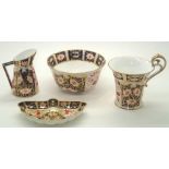 Royal Crown Derby, four items comprising jug, bowl, pin dish and cup, all pattern 2451. P&P group