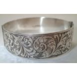 Sterling silver vintage 1935 Charles Horner hinged bangle with fancy fastener, Chester jubilee