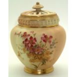 Royal Worcester blush ivory potpourris pot model no. 1314 with lid and reticulated cover. P&P