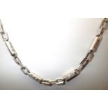 Gents silver fancy stone set 24" chain. P&P group 1 (£16 for the first item and £1.50 for subsequent