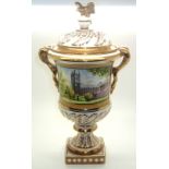 Coalport limited edition Princess Anne Royal Wedding commemorative urn with eagle finial, painted