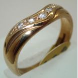 Ladies 9ct gold heavy set diamond wishbone ring size R. P&P group 1 (£16 for the first item and £1.