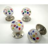 Set of four early 20th century domed millefiori glass door knobs, D: 6 cm. P&P group 1 (£16 for