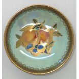 Wedgwood lustre small handpainted circular footed bowl, D: 9.5 cm. P&P group 1 (£16 for the first