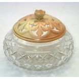 Presumed Royal Worcester reticulated porcelain cover on cut glass pomander. P&P group 1 (£16 for the