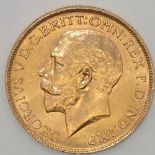 George V 1925 full sovereign South Africa Mint (please see pictures for condition). P&P group 1 (£16