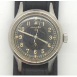 Vintage 1960s Hamilton Military Pilot wristwatch with crows foot and 6B-9101000 H0542 M verso. P&P