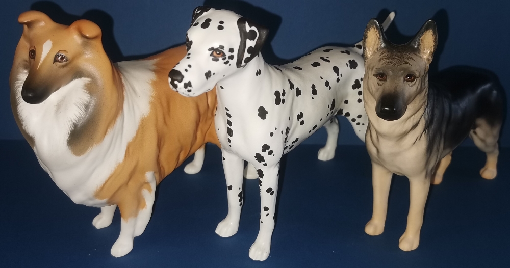 Three Beswick Dogs to include : Collie "Lochinvar of Ladypark" - No. 1791 in matt 5.75" Alsatian "