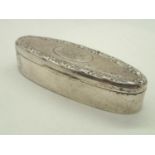 Hallmarked silver oval lipped trinket box assay Birmingham 1906 L: 10 cm 45g. Condition Report: