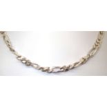 Silver solid 19" Figaro chain 50g. P&P group 1 (£16 for the first item and £1.50 for subsequent