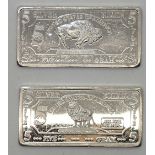 Two 5g pure silver bars with dollar bill design. P&P group 1 (£16 for the first item and £1.50 for