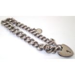 Sterling silver watch chain tapered link charm bracelet. P&P group 1 (£16 for the first item and £