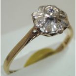 Vintage 18ct fancy diamond cluster ring size O/P 2.4g. P&P group 1 (£16 for the first item and £1.50