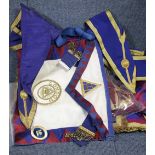 Masonic regalia, mostly aprons and collars from London district lodges. P&P Group 2 (£18+VAT for the