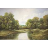 ANDREW GRANT KURTIS landscape oil on canvas 90 x 58 cm. P&P Group 3, (£25+VAT for the first lot